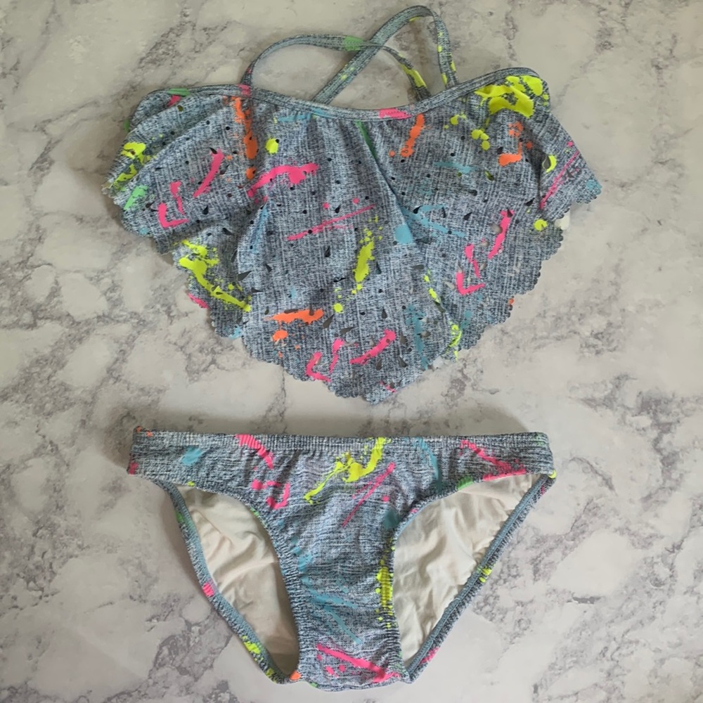 PilyQ Girls Paint Splatter Print Bikini